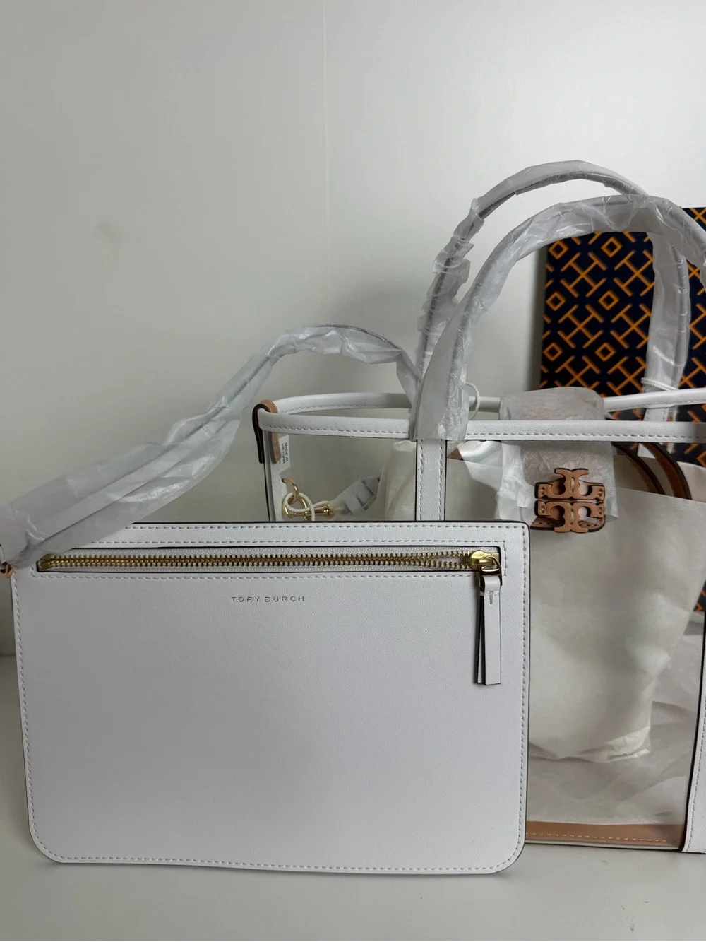 Tory Burch Clear Tote with White Leather Trim
